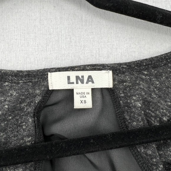 LNA Shirt Womens XS Gray Marl Black Scoop Back Sheer Panel Long Sleeve Top Tee - Picture 8 of 13